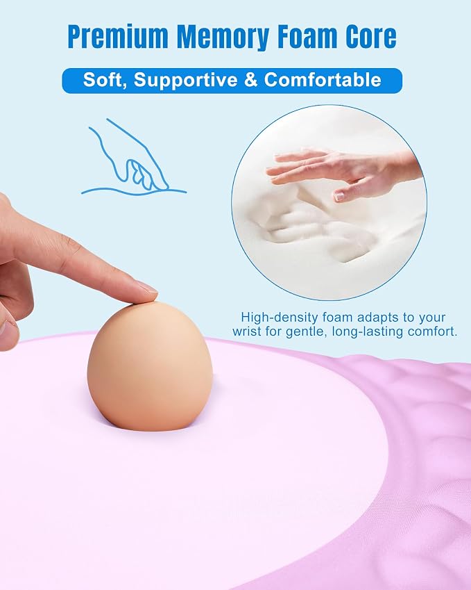 Ergonomic Mouse Pad with Wrist Rest, Slope Design Memory Foam Support, Smooth Lycra Surface, Non-Slip PU Base, Comfortable Mouse Mat for Office, Home, Computer Desk