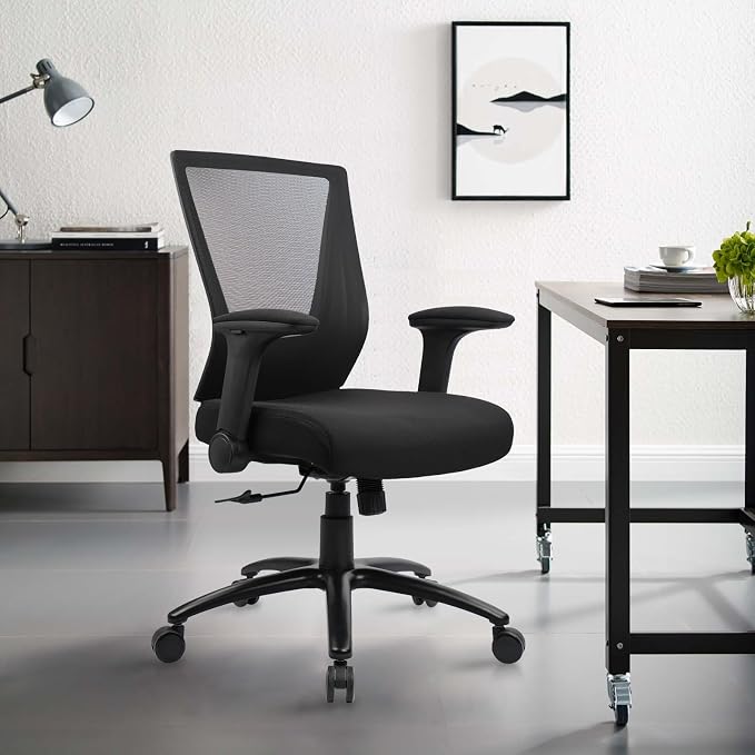 CLATINA Big and Tall Office Chair - Extra Wide Thick Seat, Heavy Duty High Back Executive Desk Chair with Adjustable Armrests, Ergonomic Mesh Computer Chair for Home Office Conference, 500LBS, 4 Pack
