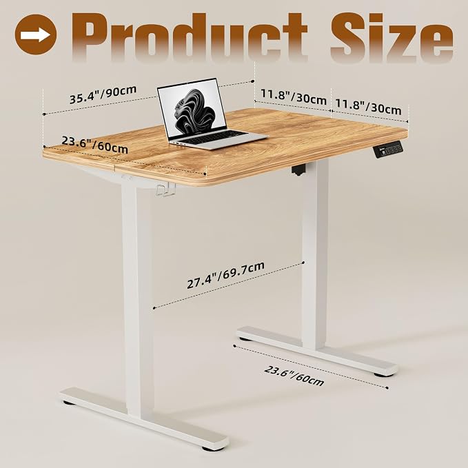 Small Standing Desk, 35"x24" Height Adjustable Sit-Stand for Home Office | Electric Adjustable Standing Desk, Sit to Stand Computer Office Desk with Splice Board, Memory Preset, Lifts 28.7''-46.5"