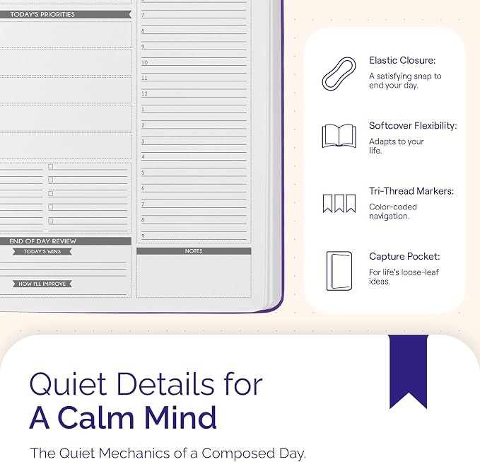 Panda Planner Pro A4 Daily Planner 2026, 8.5x11, Purple