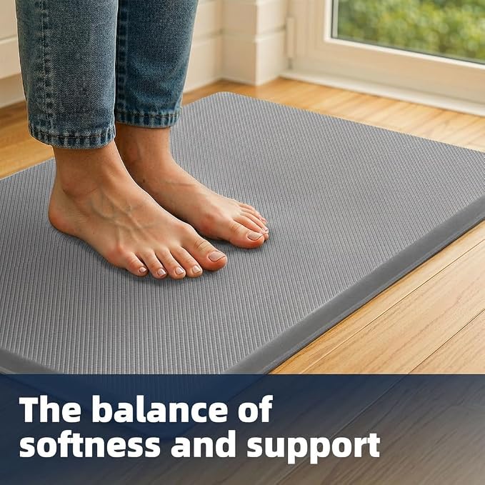 Kitchen Mat Cushioned Anti Fatigue, 0.75" Waterproof,Non Slip Kitchen Rugs, Memory Foam Comfort Mat for Standing at Home,Office,Sink,Laundry(17"x31" Grey)