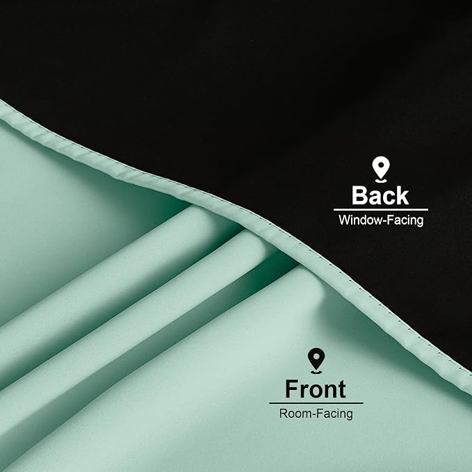NICETOWN Aqua Blue 52x84 Inch 100% Blackout Curtains, 2 Panels Energy Smart & Noise Blocking Out Drapes for Living Room Window, Thermal Insulated Guest Room Lined Window Dressing, Rod Pocket