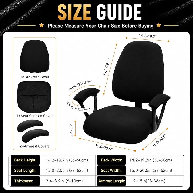 Stretchable Separate Office Chair Seat Covers - Universal Stretch Computer Chair Slipcover Rotating Backrest Coverings & Cushion Protectors & Armrest Covers for Dogs, Cats, Pets, Pink