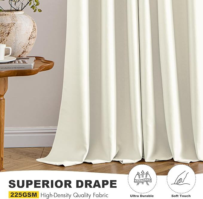 MIULEE Blackout Curtains for Bedroom Living Room 2 Panels, Thermal Insulated Room Darkening Drapes Grommet Noise Reducing Light Blocking Window Treatments 84 Inches Long 40x84 Inch Cream