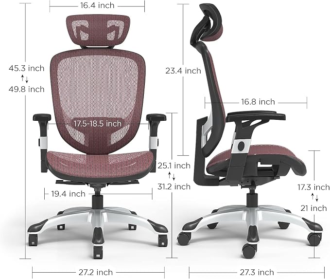STAPLES Hyken Ergonomic Task Chair, Mesh, Ergonomic, Lumbar Support, Swivel, Maroon