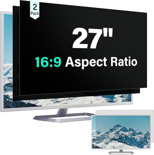 [2 Pack] 27 Inch Computer Privacy Screen for 16:9 Aspect Ratio Widescreen Monitor, Eye Protection Anti Glare Blue Light Computer Monitor Privacy Filter, Removable 27 in Protector Film