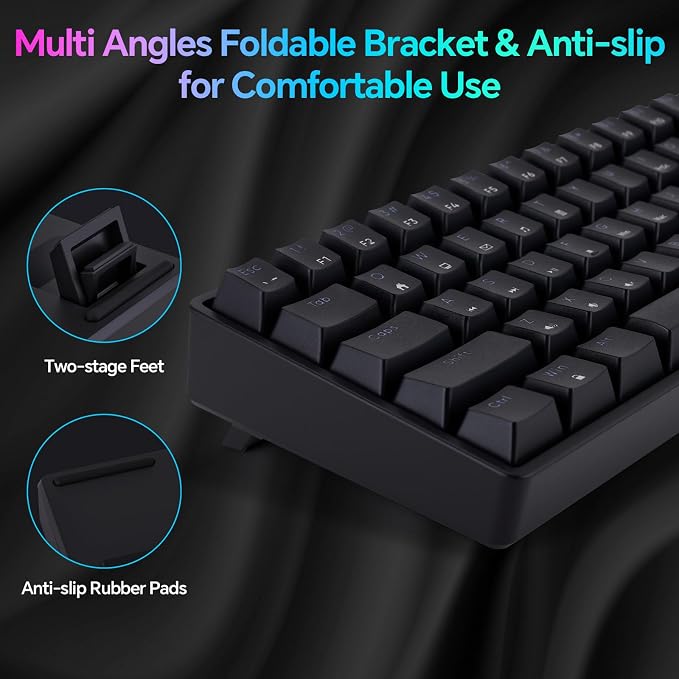 CHONCHOW Mechanical 60% Gaming RGB Keyboard 61 Keys Wired USB DIY Customize Backlight Macro keypad Ultra-Compact Blue Switches Compatible with Windows Mac Linux Laptop PC Computer(Black)