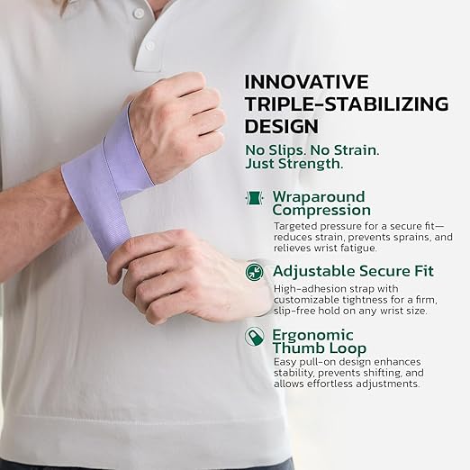 Adjustable Wrist Brace for Pain Relief, Carpal Tunnel & Tendonitis Support – Ergonomic Compression, Breathable & Anti-Slip Design, Fits Left & Right Hand, Ideal for Sports, Gaming & Office Use Purple