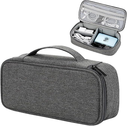Teskyer Tech Organizer Pouch – Portable Waterproof Electronics Bag with Compartments for Cables, Chargers, Earbuds & Phone (Dark Grey)