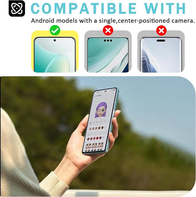 Front Camera Cover Compatible for Android Phones/Pixel/Galaxy/iPad - Webcam Blocker for Single Front Camera, Privacy Slider Protects Your Phone Security-Black