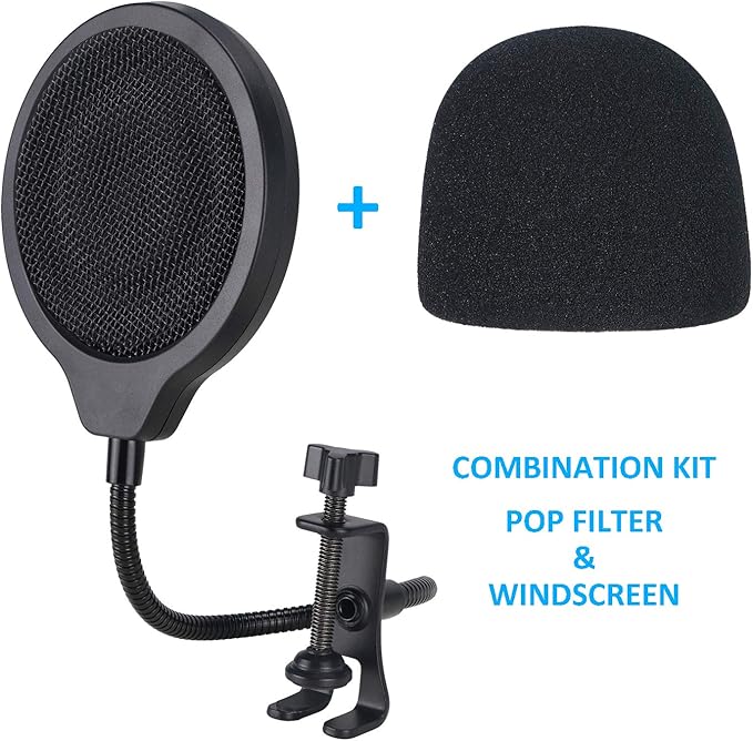 YOUSHARES Razer Seiren Mini Pop Filter with Foam Windscreen - 3 Layers Pop Screen Shield and Foam Cover Compatible with Razer Seiren Mini Mic