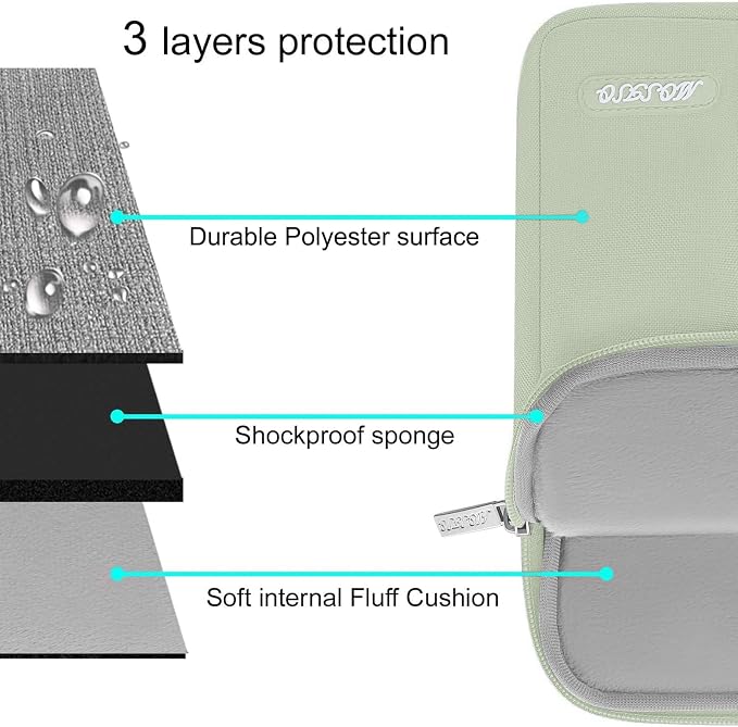 MOSISO Laptop Case 14 inch, 14 inch Laptop Sleeve Compatible with HP Lenovo Dell ASUS Acer, HP Stream, Dell Latitude, Lenovo IdeaPad, Polyester Vertical Computer Sleeve Bag with Pocket, Sage Green