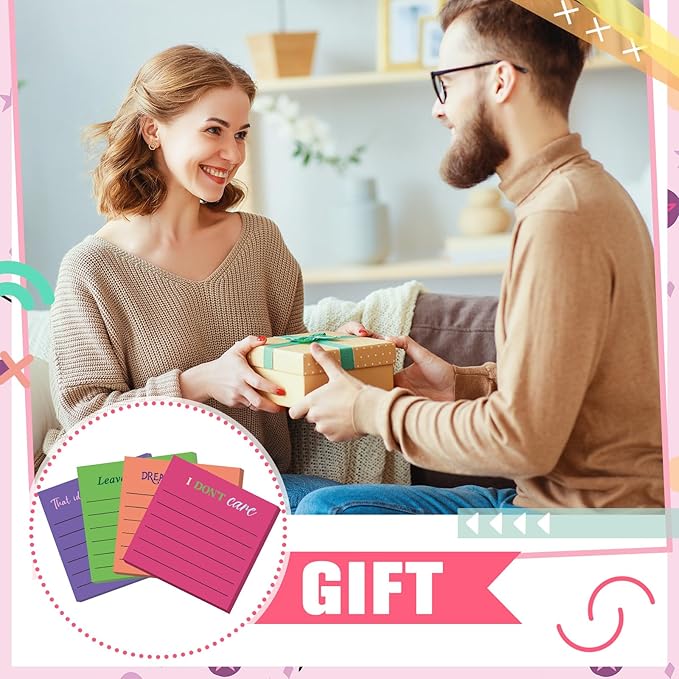 Yinder 24 Pcs Inspirational Sticky Notes Thank You Gift Motivational Sticky Note Pad Employee Appreciation Gift Bulk for Staff Coworker Teacher Nurse Office Groups 3 x 3'' (Funny,Bright Color)