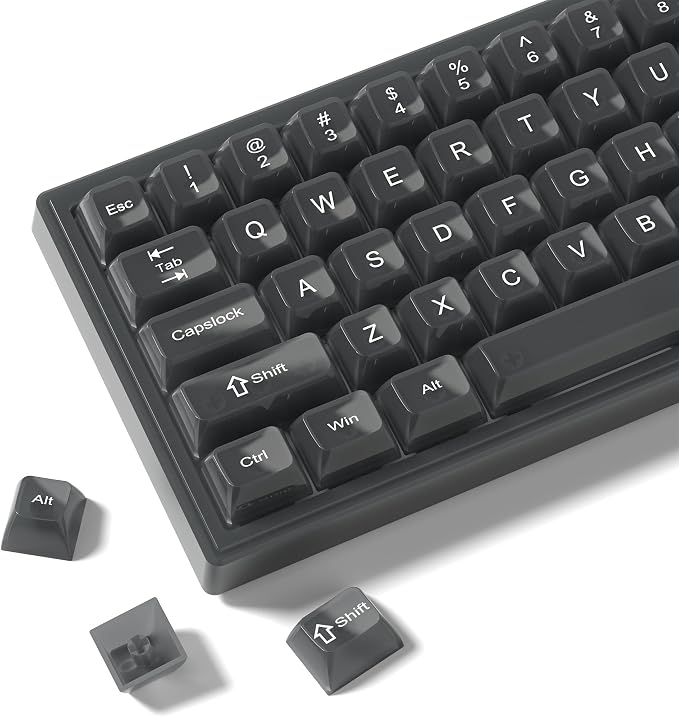 Womier Keyboard Keycaps Jelly, Black Clear Shine Through Keycaps 60 65 75 100 Percent, Transparent Cute Custom Key Cap Set for Cherry MX, Kailh, Outemu, Gateron Mechanical Keyboards(MDA Profile)