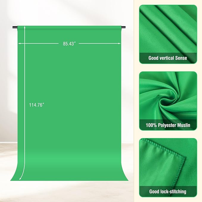 Forlogic Green Screen Backdrop Kit with Stand, 8x5.3ft Portable GreenScreen Background Stand for Streaming Video and Photography Shoots