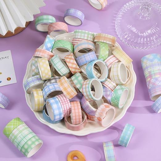 Funincloud Stripe Washi Tape Set Colored Masking Tape 60 Rolls Decorative Paper Tapes for Scrapbooking Supplies Arts Crafts DIY Bullet Journal Gift Wrapping Decor