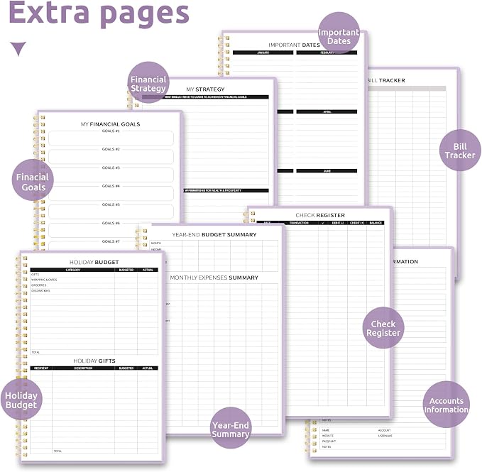Budget Planner - Monthly Budget Book with Expense Tracker Notebook, Undated Bill Organizer & Finance Planner to Take Control of Your Money, Account Book to Manage Your Finances-Lavender