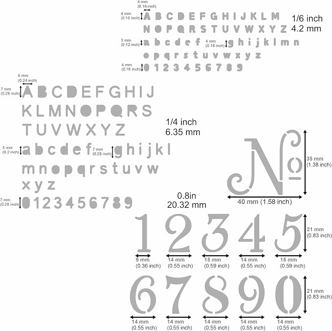Aleks Melnyk No.486 Metal Stencils for Bullet Journaling, Bookmark, Planning, Lines, Planner, Habit Tracker, Dot Journals Stencil for Diary, Templates, Tiny Letters, Small Number