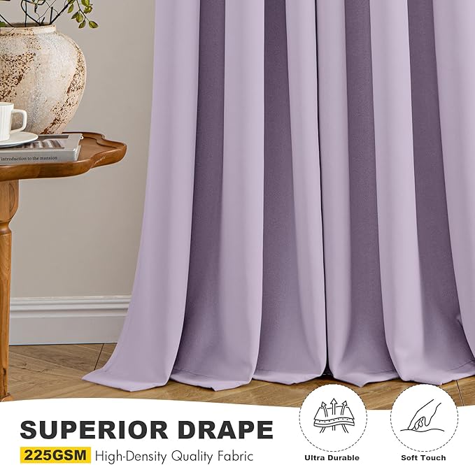 MIULEE Blackout Curtains for Bedroom Living Room 2 Panels, Thermal Insulated Room Darkening Drapes Grommet Noise Reducing Light Blocking Window Treatments 84 Inches Long 40x84 Inch Lilac