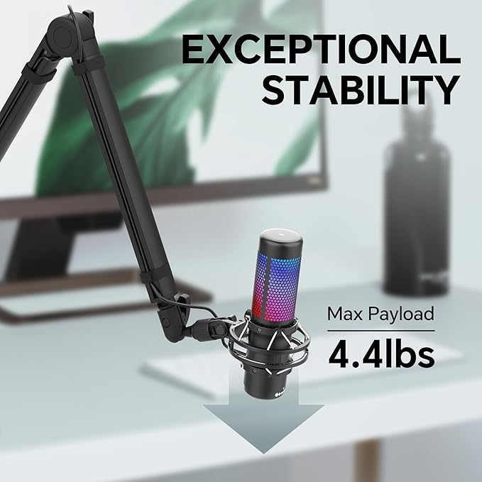 Microphone Arm, 360°Rotatable Broadcasting Boom Arm,Premium Microphone Boom Arm with Cable Management, Mic Boom Arm for Podcasts, Streaming, Gaming, Home Office, Recording
