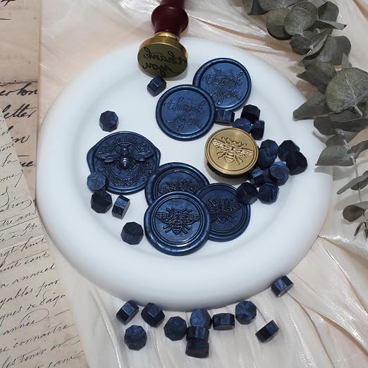 250pcs Wax Seal Beads Navy Blue, Andotopee Premium Sealing Wax Beads for Stamp Seals, Octagon Seal Stamp Pellets Refill Pack for Wedding Invitation, Letter Envelope, Scrapbook DIY Crafts