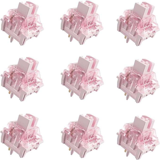 Zhouwang Pink Keyboard Switches,5-Pin Pre-Lubed with Wall Dustproof Tactile Switches for MX Mechanical Gaming Keyboard(Pink,90PCS)