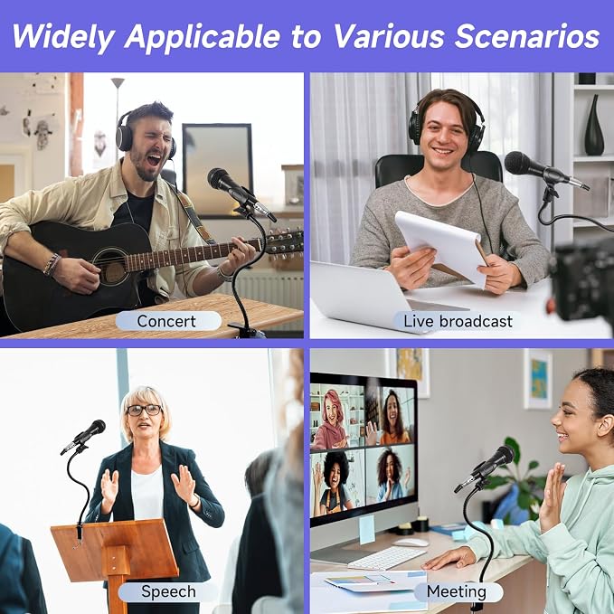 Podium Microphone Holder & Mic Holder -13.78" Flexible Gooseneck Desktop Mic Stands Holder for Lectern Podium Podcast Meetings Lectures Pulpit Streaming Gaming Studio