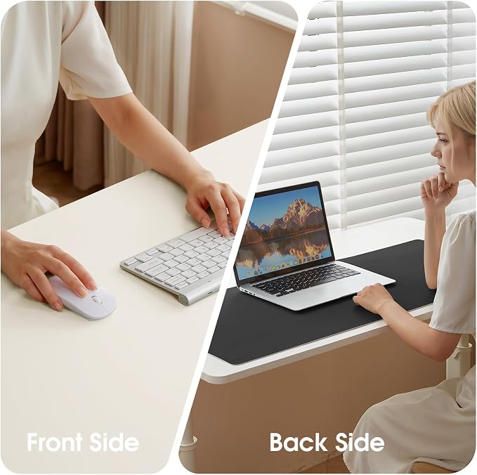 Leather Desk Pad Protector 31.5×15.7 inch Non-Slip Large Gaming Mouse Pad Waterproof Desk Writing Pad Desk Blotter Laptop and Keyboard Mat for Office and Home(White/Black)