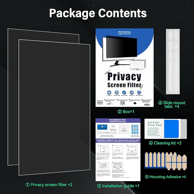 [2 Pack] 21.5 Inch Computer Privacy Screen for 16:9 Aspect Ratio Widescreen Monitor, Eye Protection Anti Glare Blue Light Computer Monitor Privacy Filter, Removable 21.5 in Protector Film