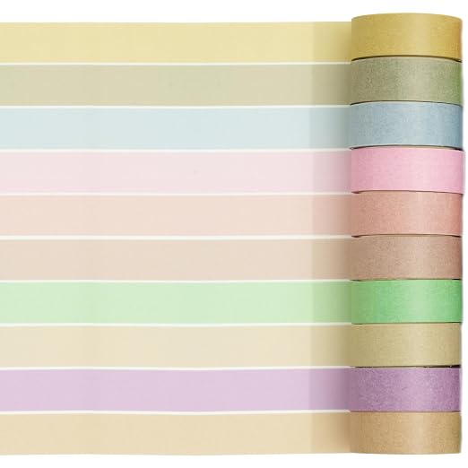 YUBBAEX 20 Rolls Solid Colors Washi Tape Set Pastel Colored Masking Rainbow Decorative Tapes, Designer's Selection (Macaron)