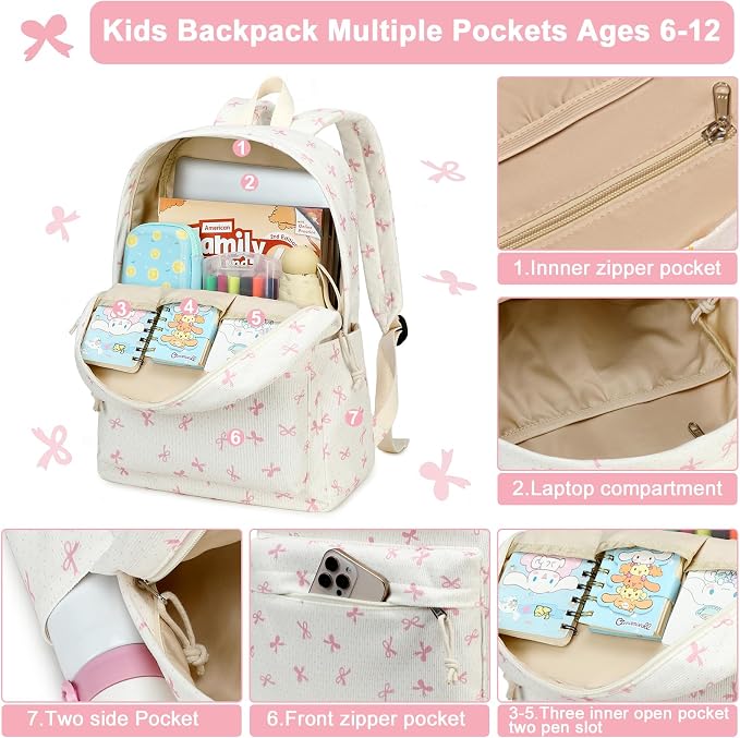 BTOOP School Backpacks for Teen Girls Bookbags Lightweight Kids Backpack School Bags Set with Lunch Box Pencil Case