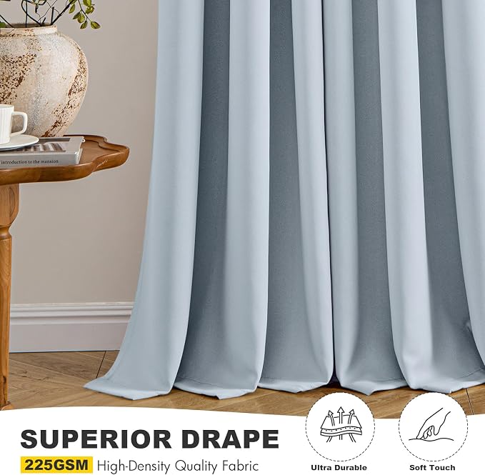 MIULEE Blackout Curtains for Bedroom Living Room 2 Panels, Thermal Insulated Room Darkening Drapes Grommet Noise Reducing Light Blocking Window Treatments 54 Inches Long 40x54 Inch Light Blue