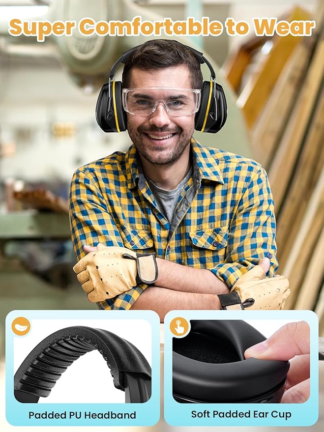Noise Reduction Ear Muffs, Noise Cancelling Headphones for Adults, Kids Autism Sensory Ear Protection Earmuffs, 31dB Hearing Protection for Shooting Gun Range, Mowing, Fireworks, Concerts