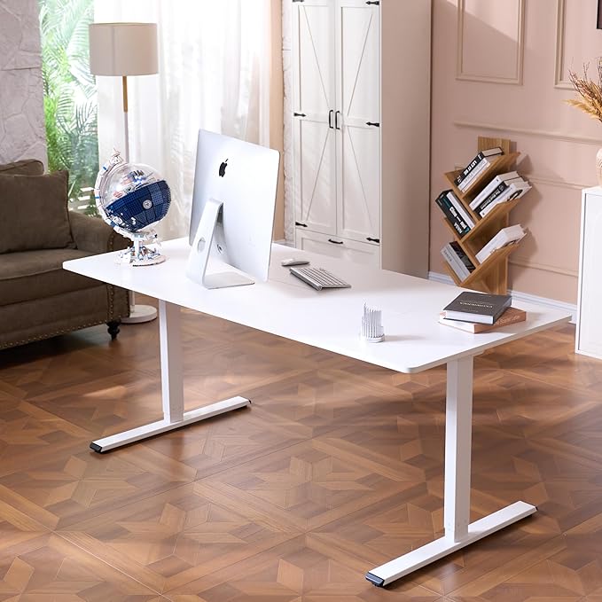 FLEXISPOT 71"x32" Electric Standing Desk, White | Dual Motor, 198 LBS Capacity, Spacious Workspace, Multi-Monitor Setup, Home Office & Creative Studio