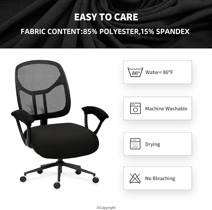 DIVA EN CAMINO DEC Spandex Computer Chair Slipcover with Armrest Covers - Stretchable Desk Office Chair Seat Cushion Covers - Removable Washable Cushion Protectors for Dogs, Cats, Pets