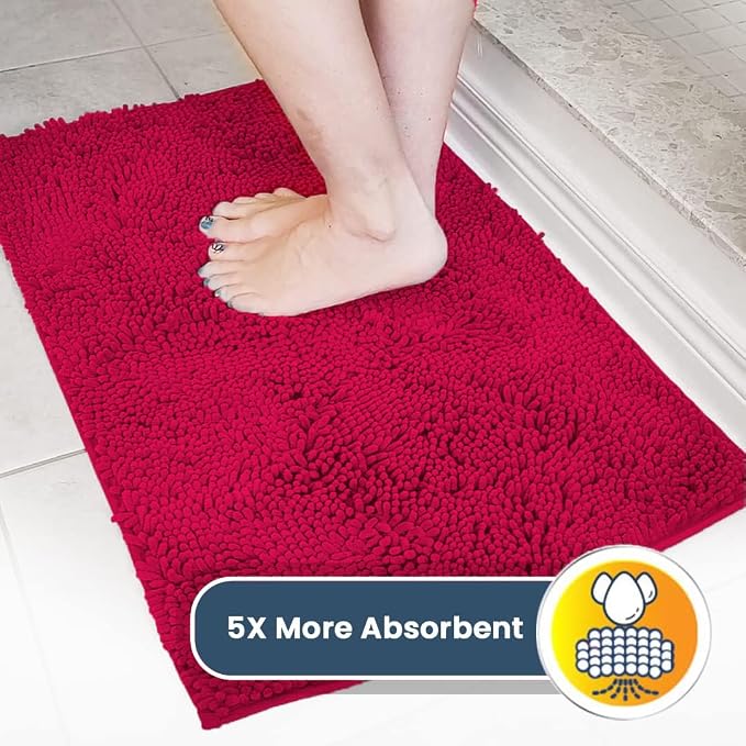 Muddy Mat® | Super Absorbent Door Mat Indoor, Microfiber Quick Dry Chenille Entryway Rug, Non-Slip Front Door Mat, Indoor Mats for Entryway, Machine Washable Pet Rug, Maroon 36" x 120"