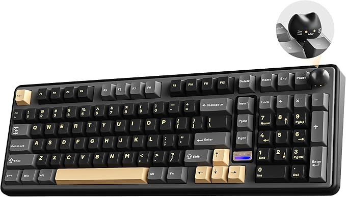 YUNZII B98 PRO QMK/VIA Wireless Mechanical Gaming Keyboard,96% Layout with Numpad and Cute Cat Knob, BT/2.4G/USB-C,Linear Switch Hot Swap Gasket,RGB for Win/Mac (Black, Candy Linear Switch)