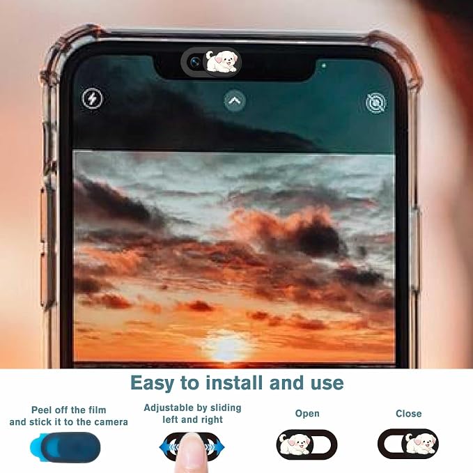 6Pcs 6 Styles Cute Laptop Camera Cover Dog Privacy Guard Accessories, 0.04 Inch Ultra Thin Webcam Cover Slide Protector Blocker for Desktop Computers Tablet Notebook Mini PC Office Use