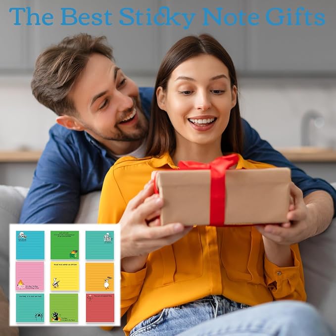 Funny Sticky Notes Gifts - 9 Pack Colorful Fun Notepads Gag Gifts for Work 3x3 Inch, Sarcastic Self-Adhesive Memo Pads School Office Supplies for Coworkers (450 Sheets)