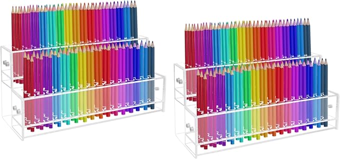 2PCS 96-Slots Pen Holder for Craft Shows,Acrylic Pen Display Stand 12mm Fountain Pens Stand Paint Brush Holder Pencil Organizer Makeup Brush Rack Art Brush Organizer for Back to School
