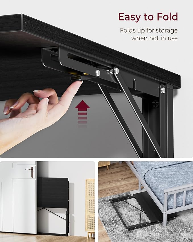 Vantic 31.5" Folding Desk, Foldable TV Tray Table for Eating on Couch, Extra Large TV Dinner Trays, Portable Fold Computer Writing Desk Table for Home Office, Black