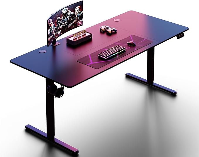 Shintenchi Standing Desk, 71x31 Inch Height Adjustable Electric Sit Stand up Desk, Ergonomic Rising Computer Table, Modern Lift Gaming Desk Workstation for Home Office, Black