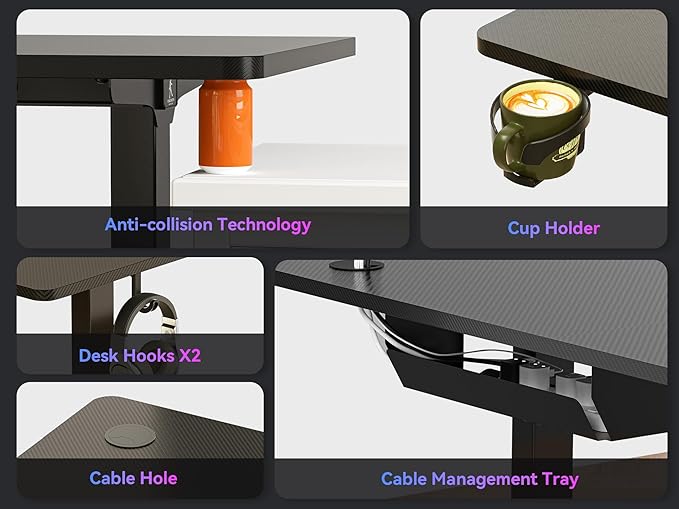 WALKINGDESK 75x61 Inches Reversible L Shaped Standing Desk Height Adjustable with Cup Holder, Electric Corner Computer Workstation for Home Office, Ergonomic Sit Stand up Gaming Desk, Black