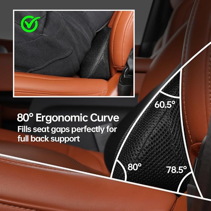 Aerovia Oegive 1P Car Lumbar Support with Ergonomic Structure, Suitable for Office Chairs, Gaming Chairs and Car Seats, Memory Foam Material with Breathable Mesh Fabric, Long-Lasting Lumbar Support