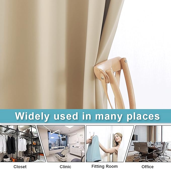 RYB HOME Room Divider Curtains Total Privacy Screen Thermal Insulated Soundproof Curtains Blinds for Living Room Bedroom Basement Large Window Covering, 1 Pc, Cream Beige, W 12.5ft x L 8ft