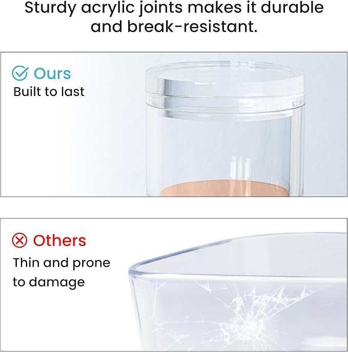 3-Tier Stackable Acrylic Holder, Clear with Rose Gold Base | Stylish desk organizer and storage for office or home, Transparent round design, Functional and elegant desk accessories