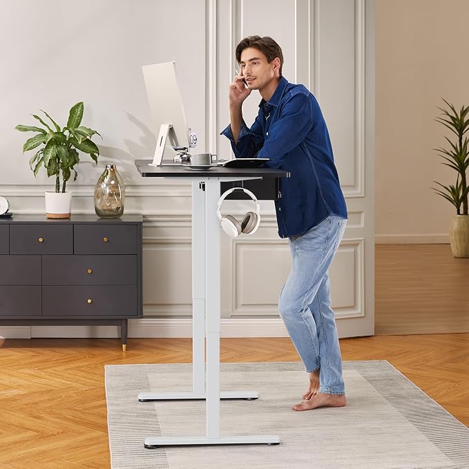 ErGear Electric Standing Desk Legs, 4 Memory Height Settings Height Adjustable Desk Frame, Sit Stand Table Legs Up to 47.2", Ergonomic Stand up Converter Base Workstation, White Frame Only