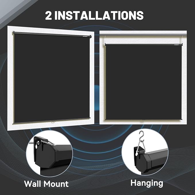 RAUBAY Retractable Pull Down Black Screen Backdrop - 78.7" x 86.6" Collapsible Wall-Mount Background for Professional Video Production, Photography, TikTok and Video Conferencing