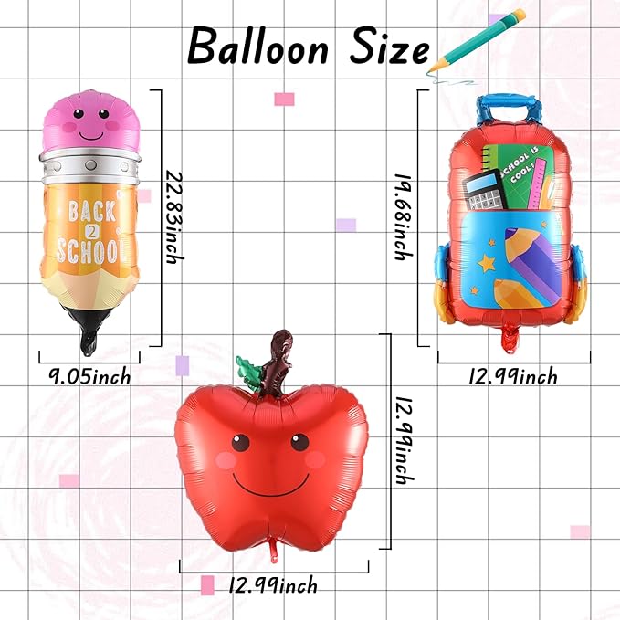 Welcome Back To School Balloon Arch Garland Kit, 153PCS Rainbow Schoolbag Pencil Apples ABC Foil Balloons, First Day of School Classroom Kindergarten Graduation Decorations