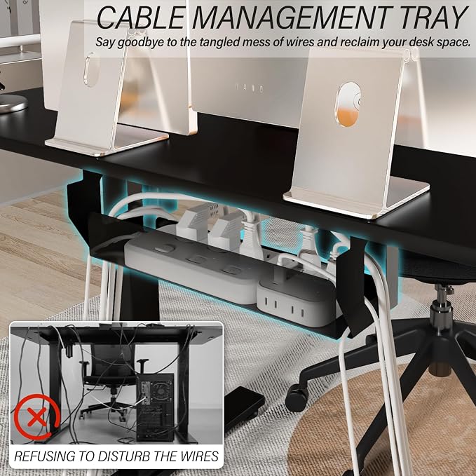 Kingant Standing Desk Height Adjustable Small Electric Stand Up Desks [32 x 24 Inch] - Ergonomic Sit Stand Desk Rising Desks for Home Office Computer Desk Stand Desk Workstation with Cable Management